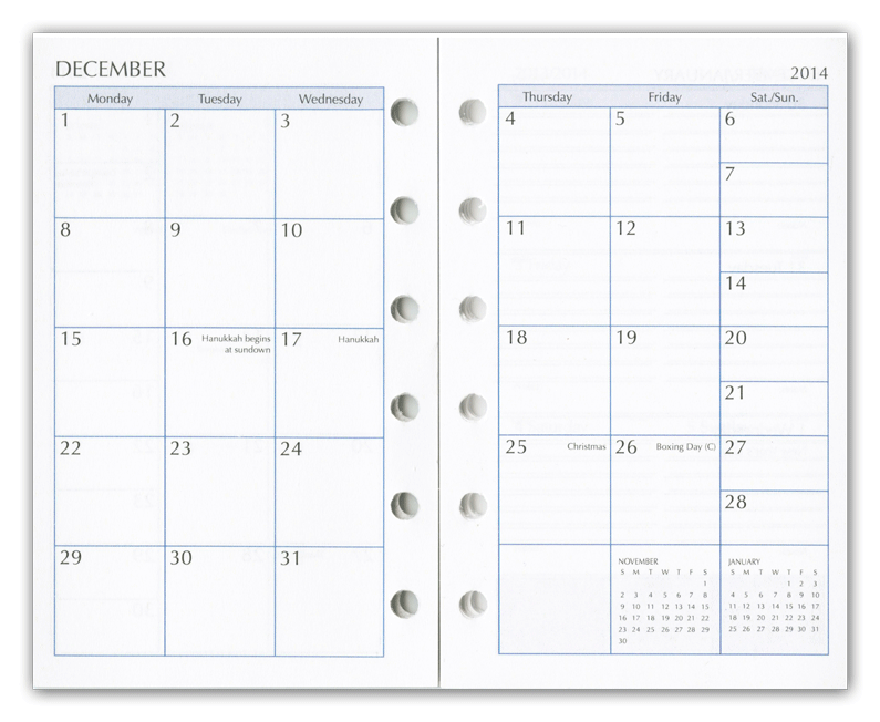 Organizer Calendar Inserts 2015 Loose Leaf Refills