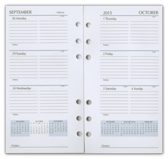2015 weekly six hole refill insert pages