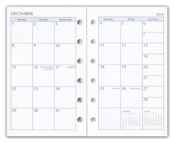 six hole mini calendar refill monthly view