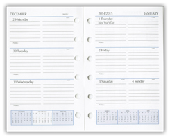 six ring mini calendar refill weekly page view