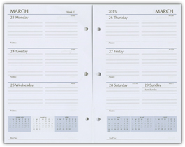 2015 5x8 three hole calendar refill