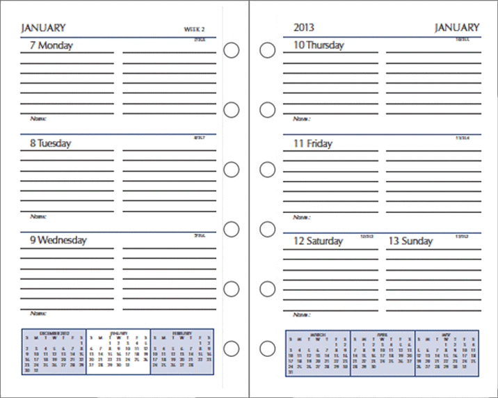 Organizer Calendar Inserts, 2021 Loose Leaf Refills